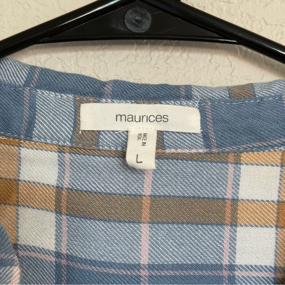 Maurice’s Plaid Tunic Long Sleeve Shirt Womens Large Blue Button Down Soft Light - Picture 3 of 6